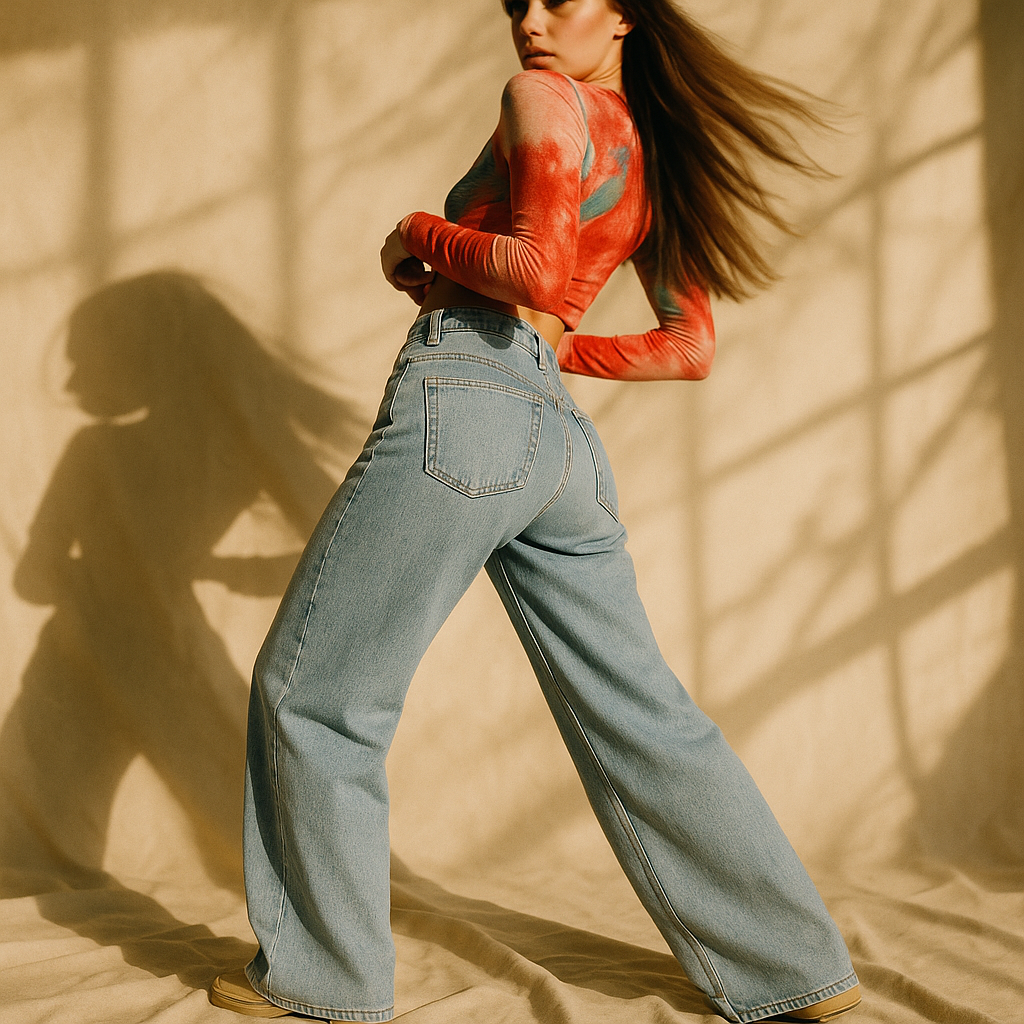 Jeans a gamba larga con tasche