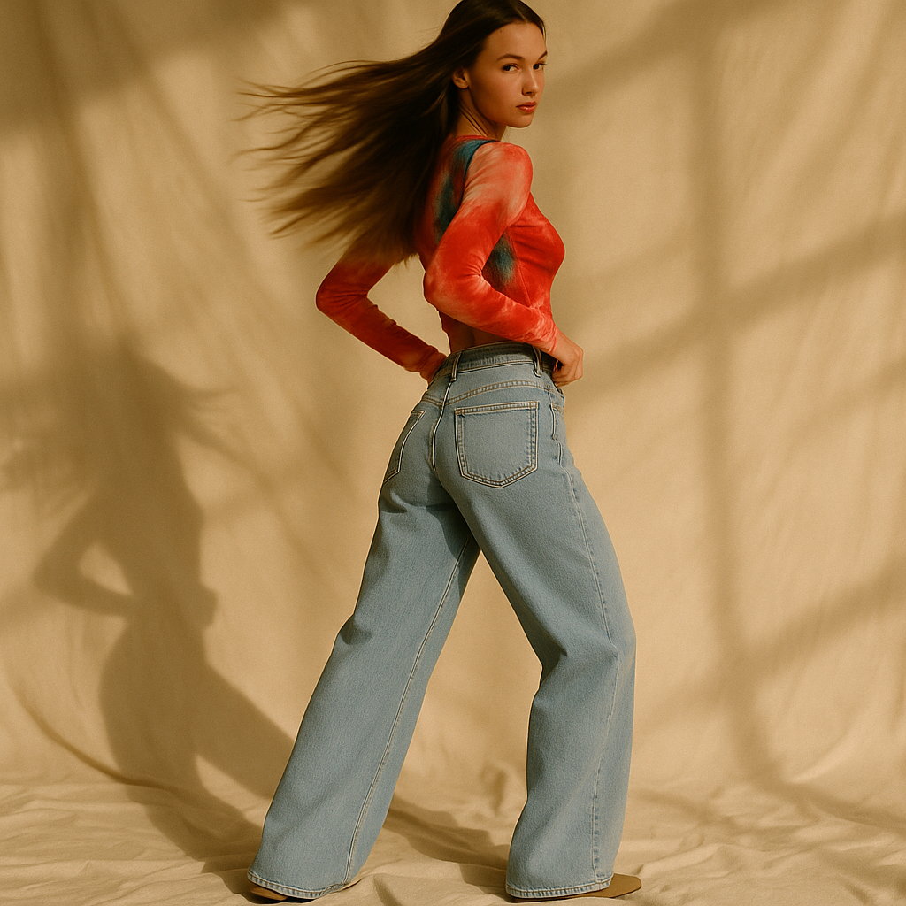 Jeans a gamba larga con tasche