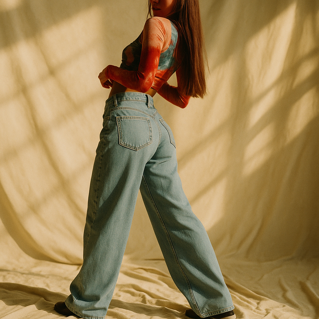 Jeans a gamba larga con tasche
